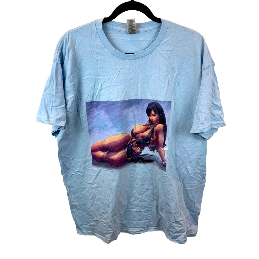 Anime Manga Graphic Tee Men's XL RedBubble T-shirt Chun-Li Street Fighter Blue
